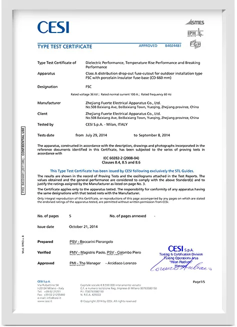 Type Test Certificate