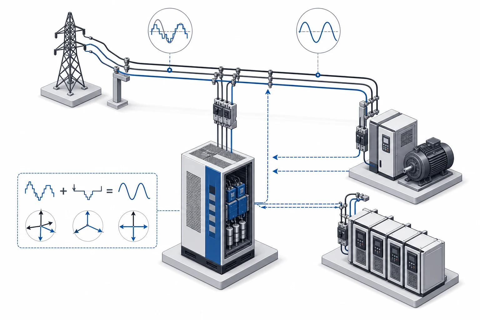 APF sizing calculation from measured harmonic current at industrial bus