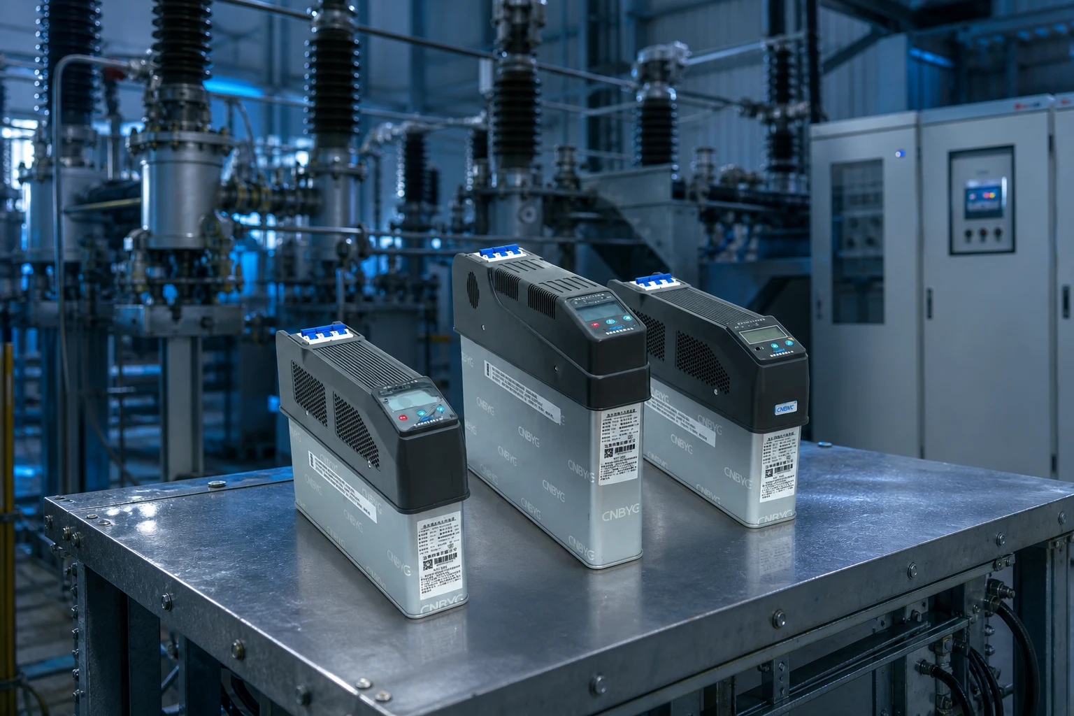capacitor bank sizing power factor correction — CNBYG product in industrial power facility (illustrative)
