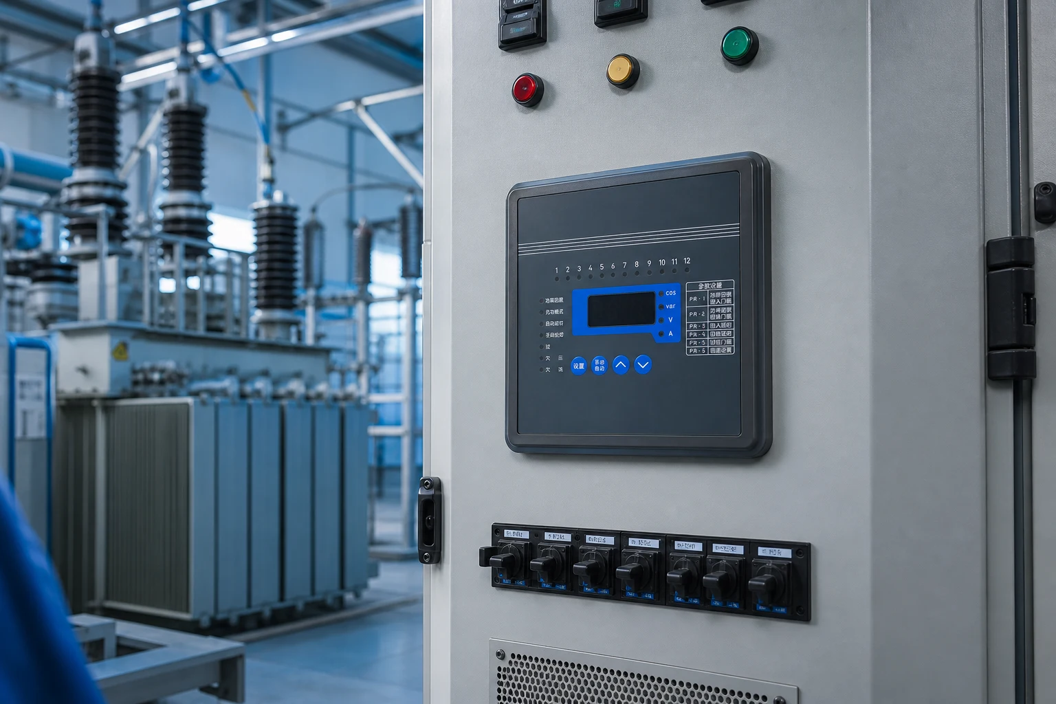 reactive power automatic compensation controller — CNBYG product in industrial power facility (illustrative)