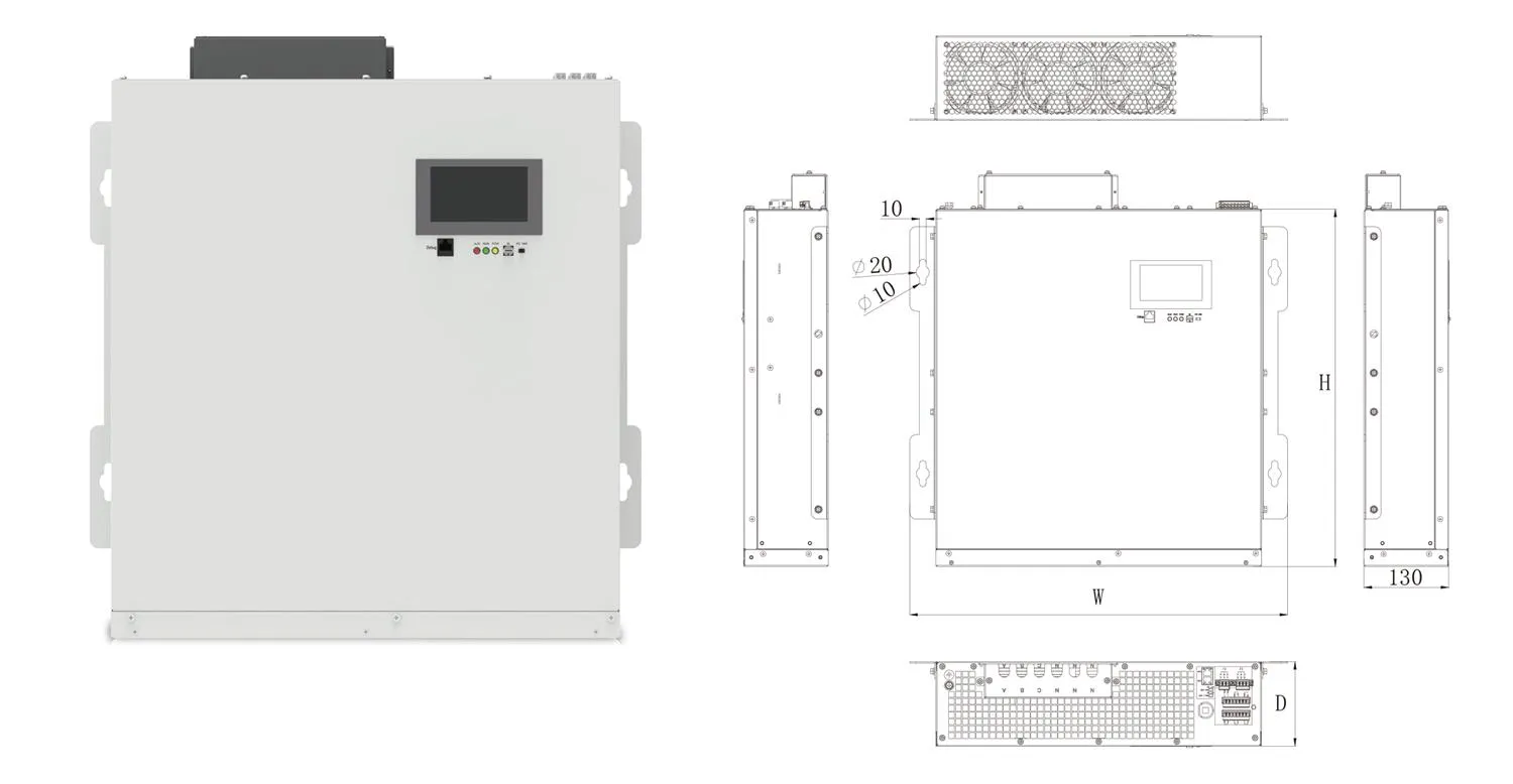 CNBYG wall-mounted active harmonic filter and dimensional views