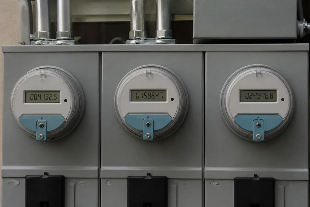 Plant meter panel for calculating reactive power from readings
