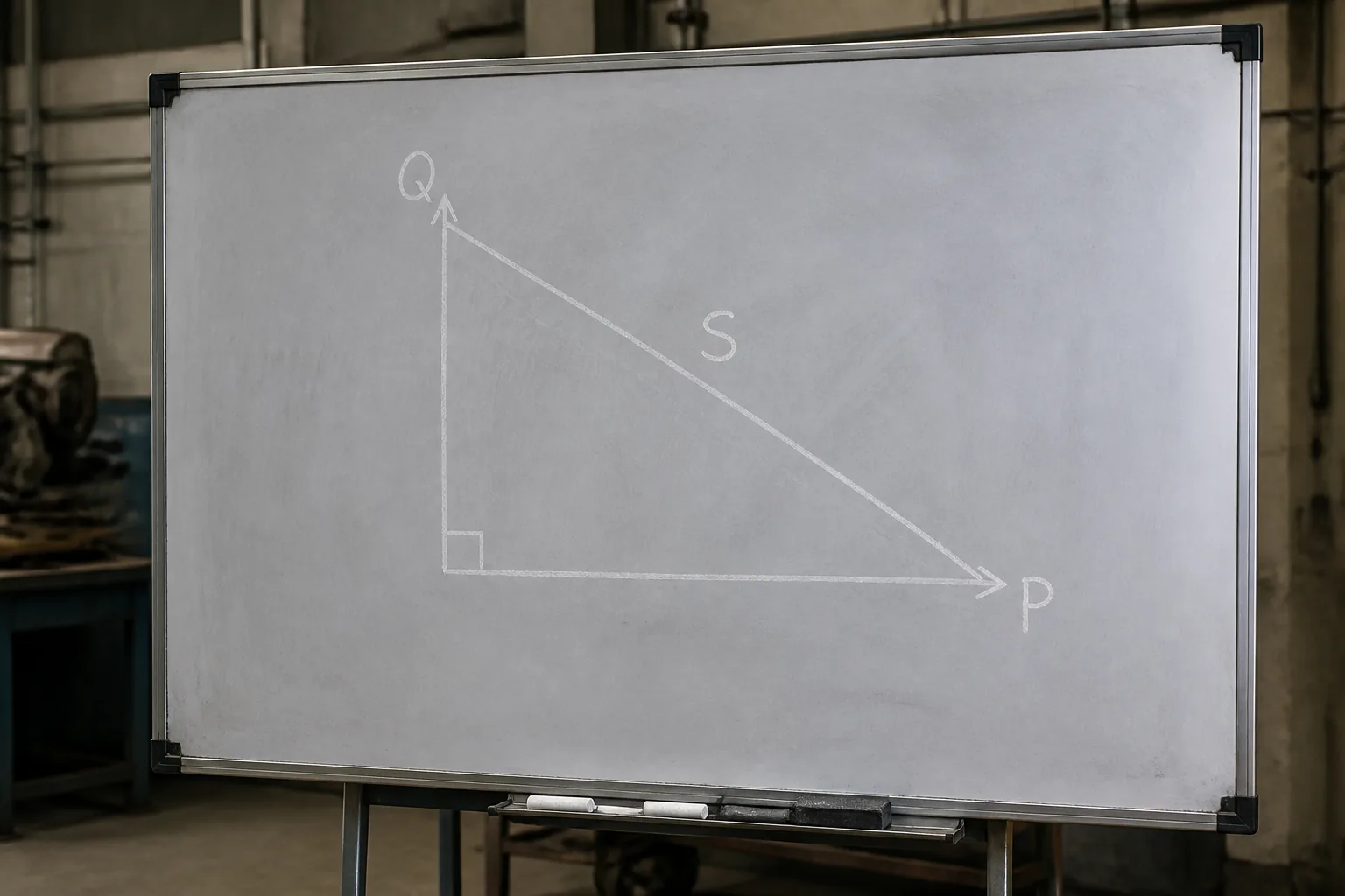 Power triangle relating active reactive and apparent power for Q calculation