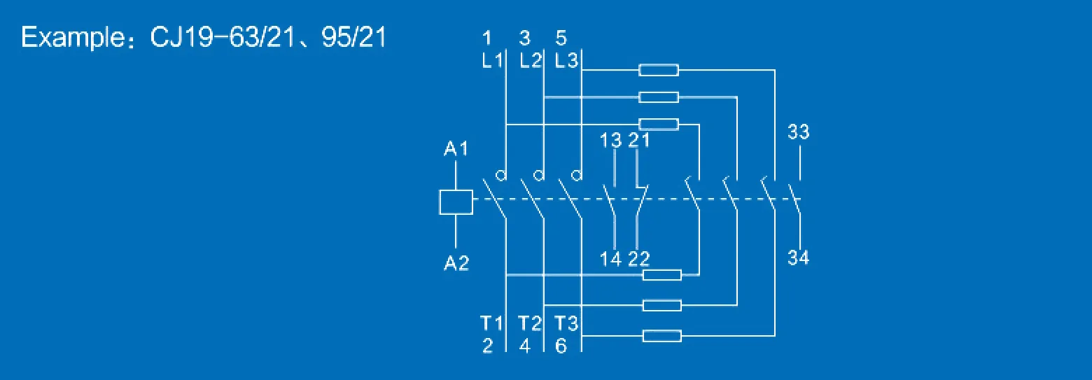 CJ19-63 and CJ19-95 contactor connection schematic from the product page