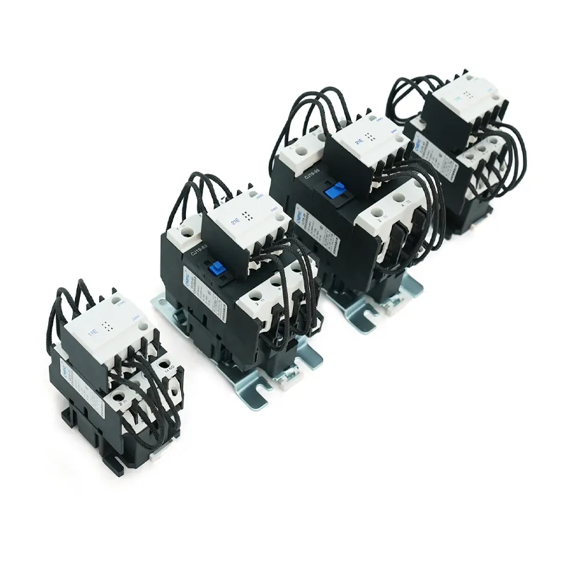 GJ19 capacitor duty contactor models with terminal and resistor-loop details