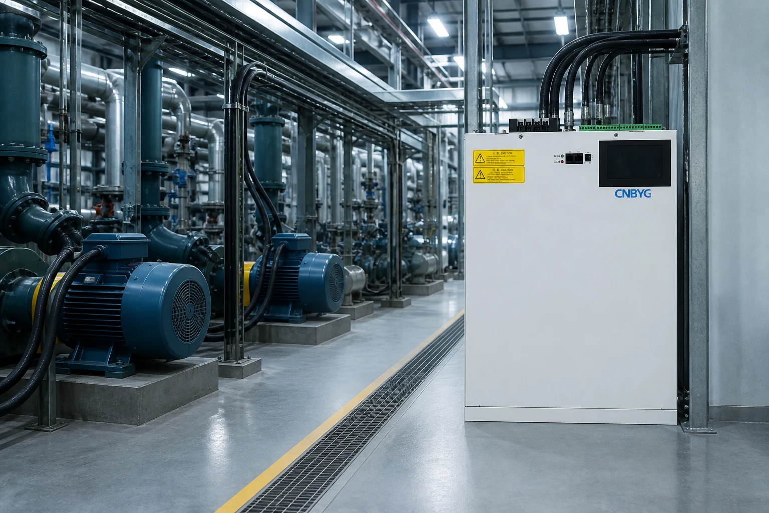 Power quality cabinet in a cooler inductive lagging-load plant context