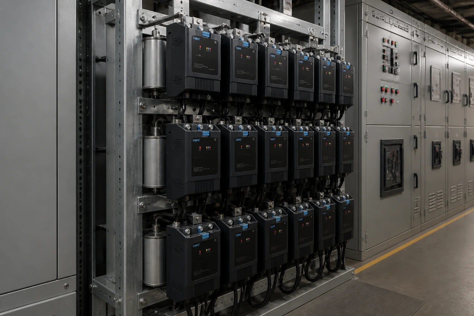 Controlled switching and capacitor bank energization context at a substation