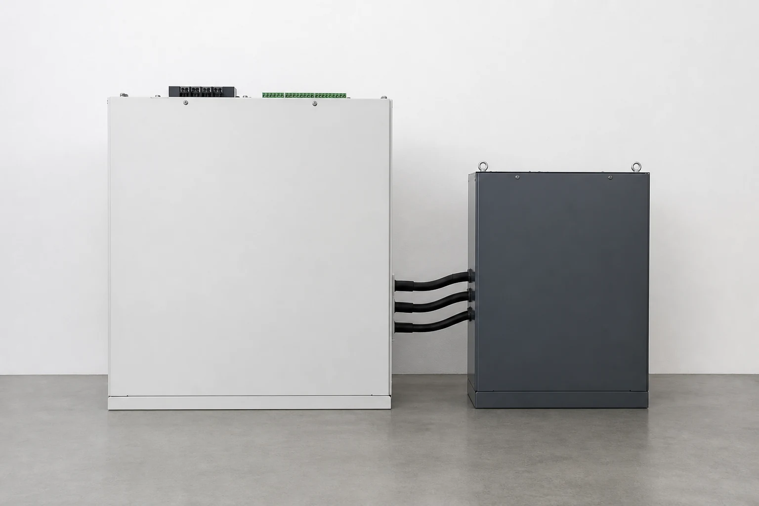 Unlabeled static var generator and adjacent enclosure shown as a conceptual verification setting