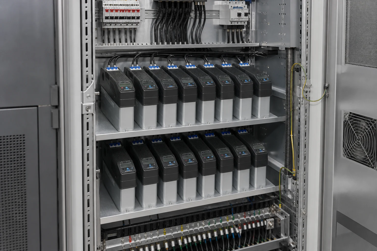 Modular capacitor units assembled on a rack as a shunt bank
