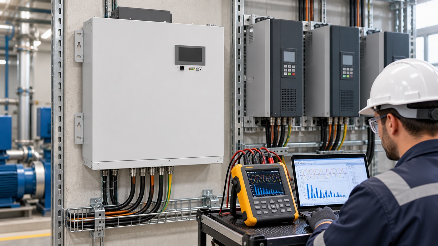 active harmonic filter sizing for VFD maintenance check