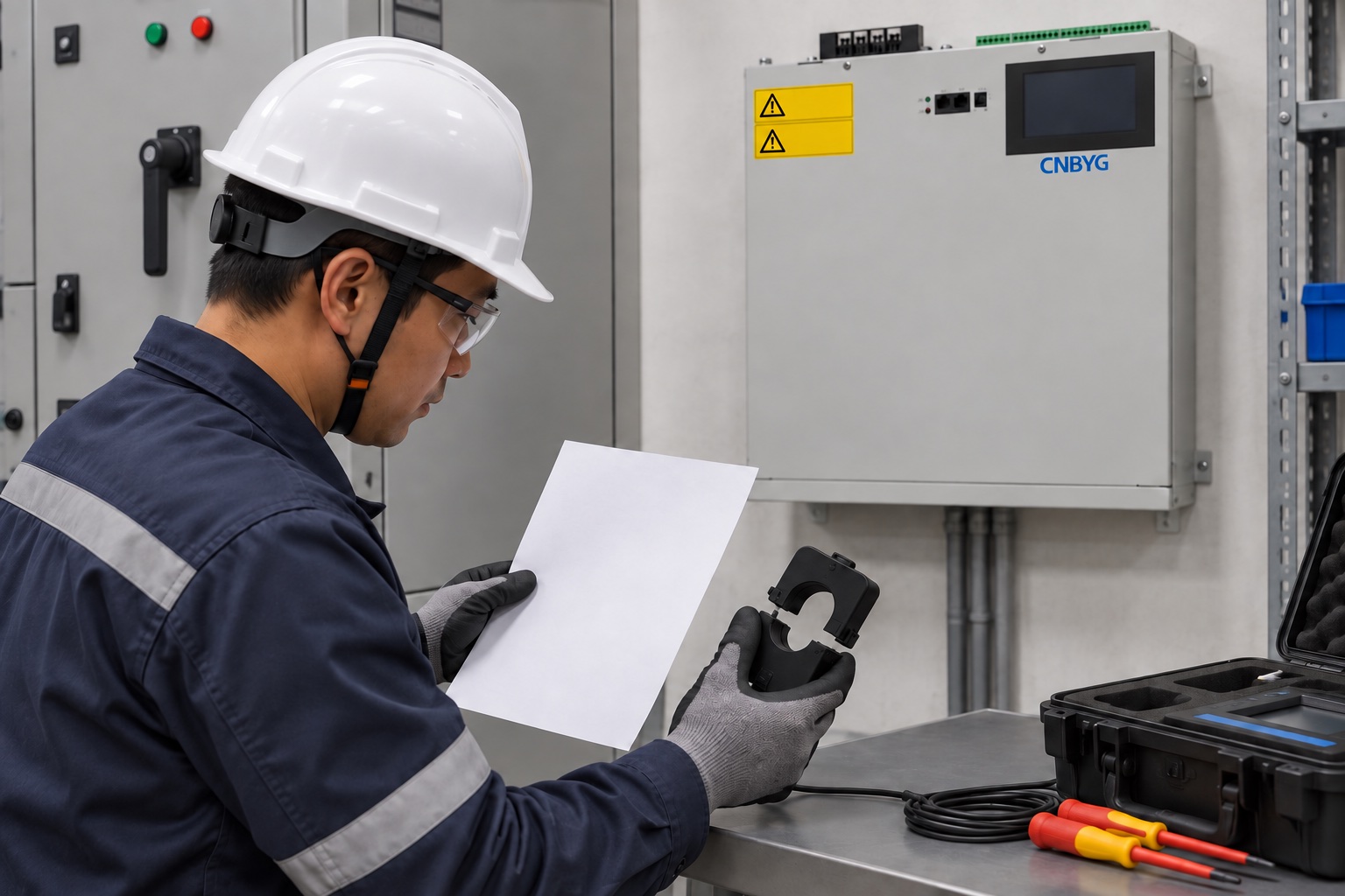 Qualified technician checks an isolated CT near a CNBYG AHF