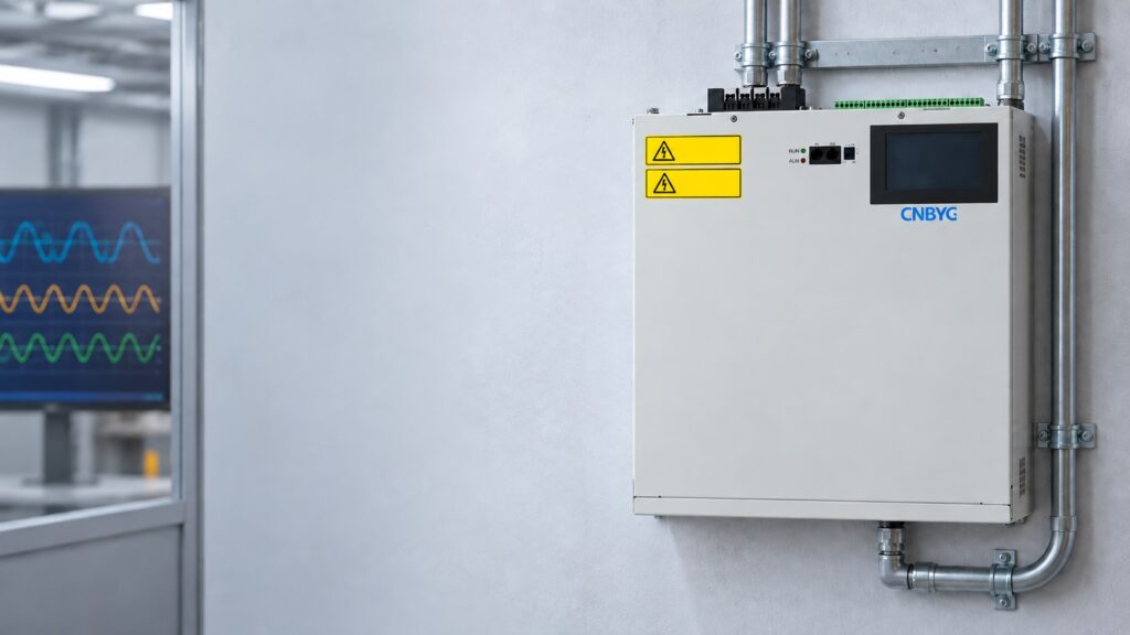 CNBYG active harmonic filter in a controlled industrial installation