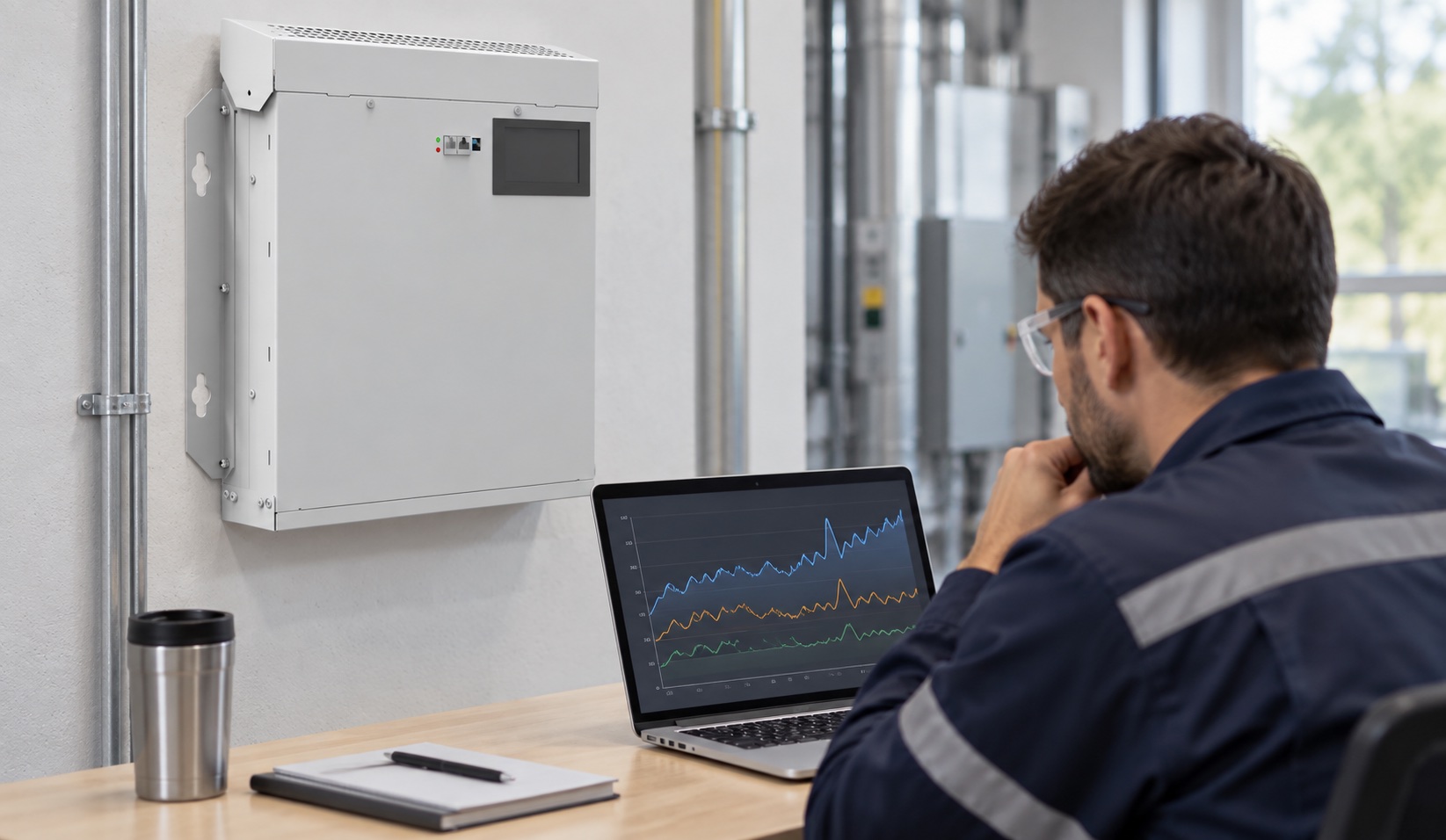 Engineer reviews AHF operating trends near a CNBYG wall unit