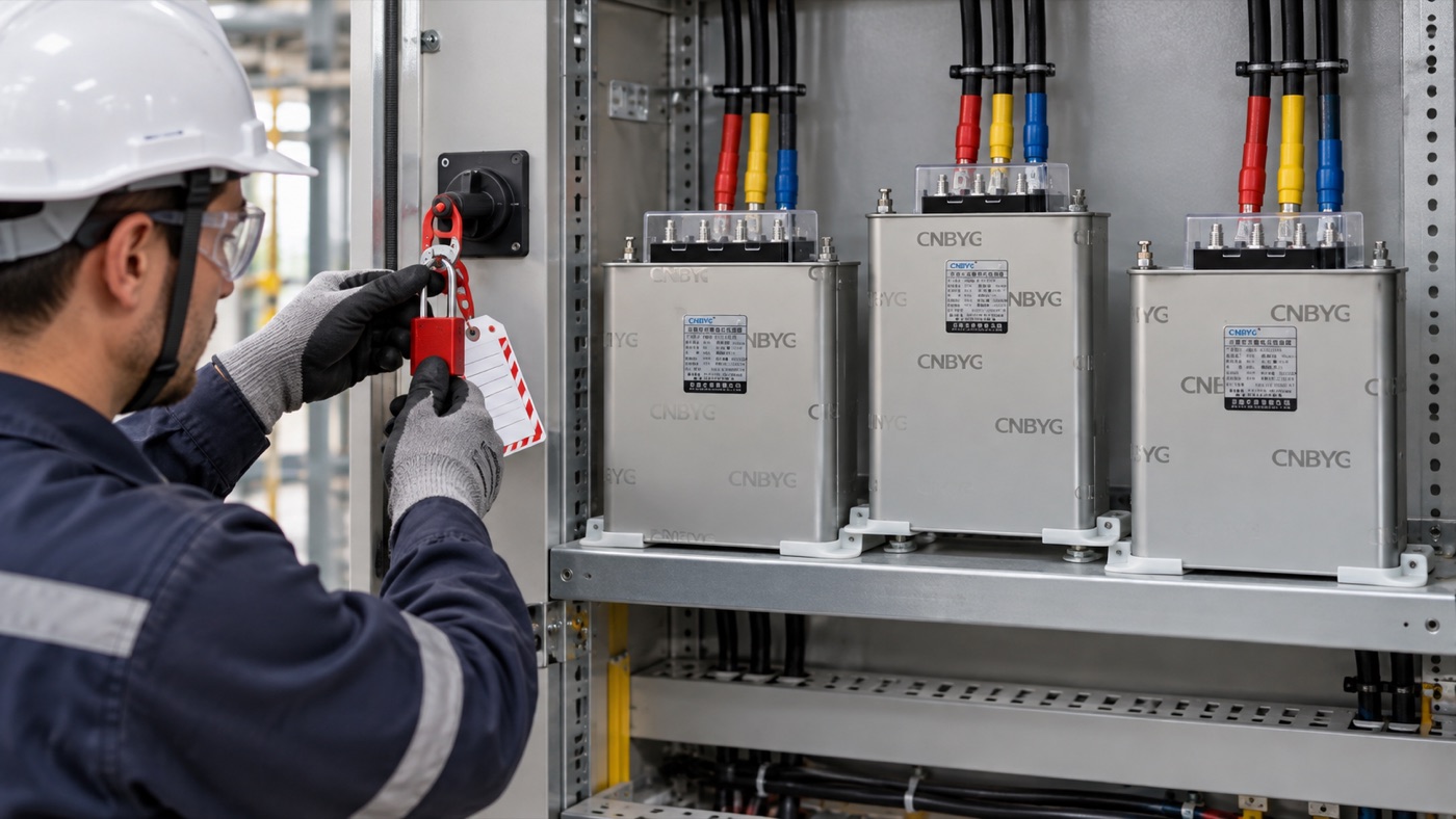 capacitor bank safety equipment installation