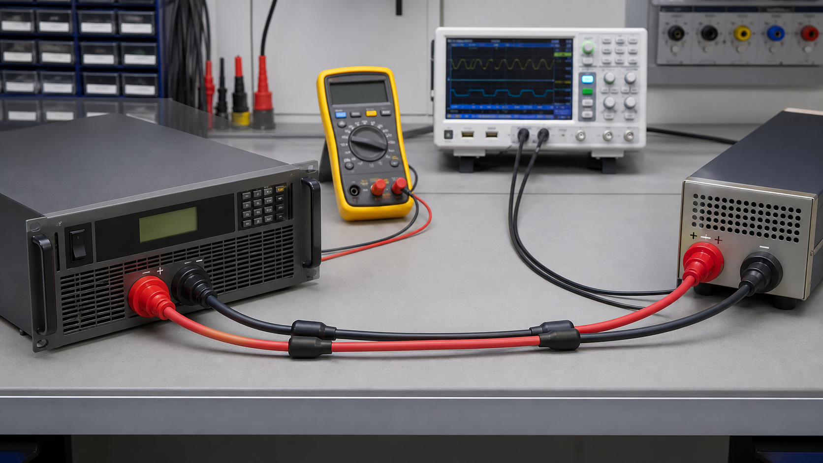 Controlled laboratory load test with independent voltage and waveform measurement