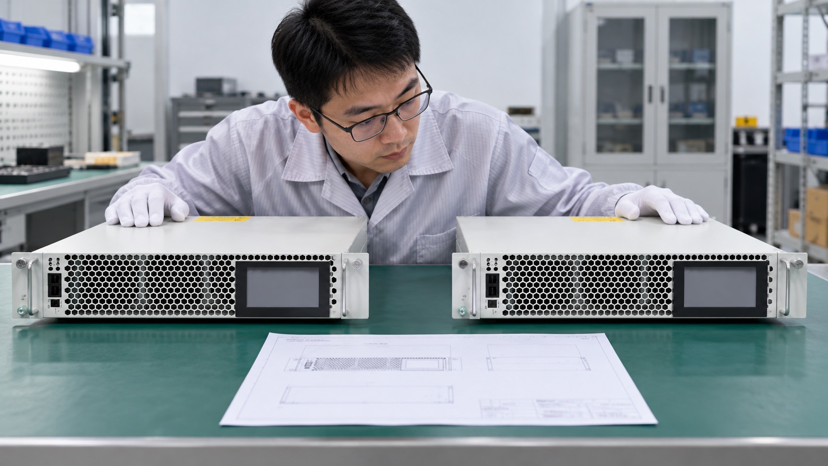 Engineer compares two rack SVG modules and an installation drawing