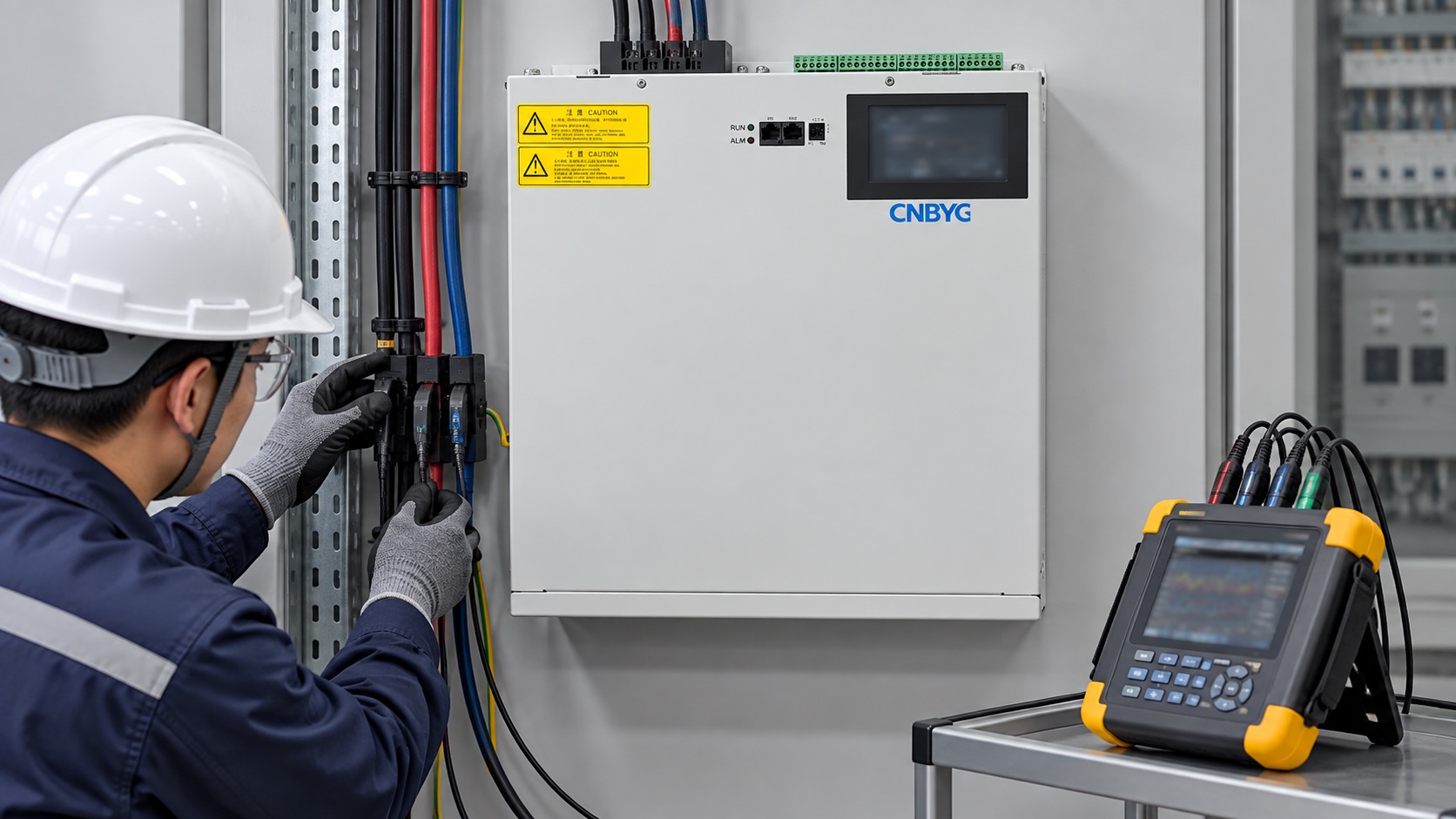 Engineer compares SVG readings with an independent power-quality instrument
