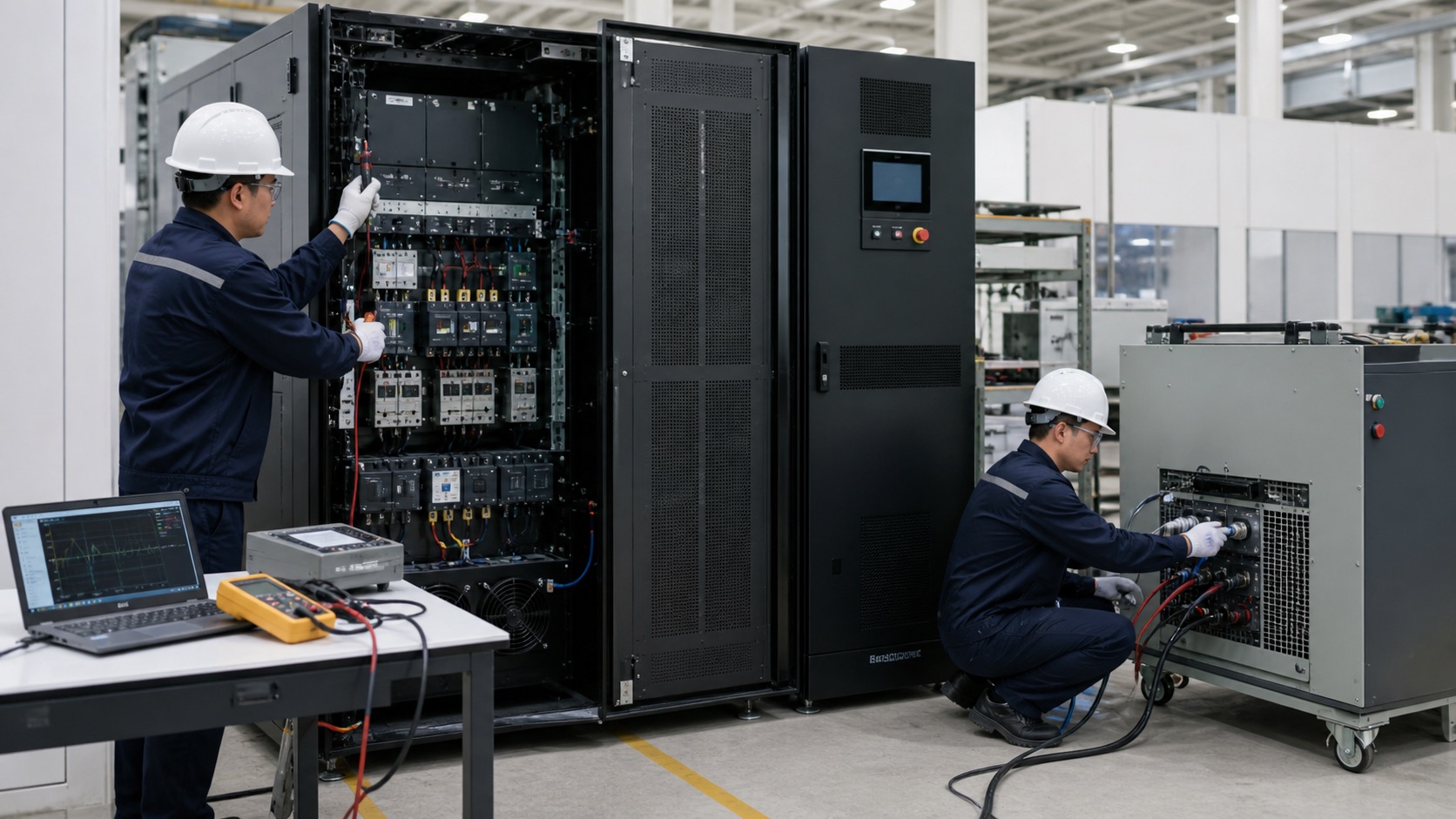 Factory acceptance testing of industrial UPS cabinets and a load bank