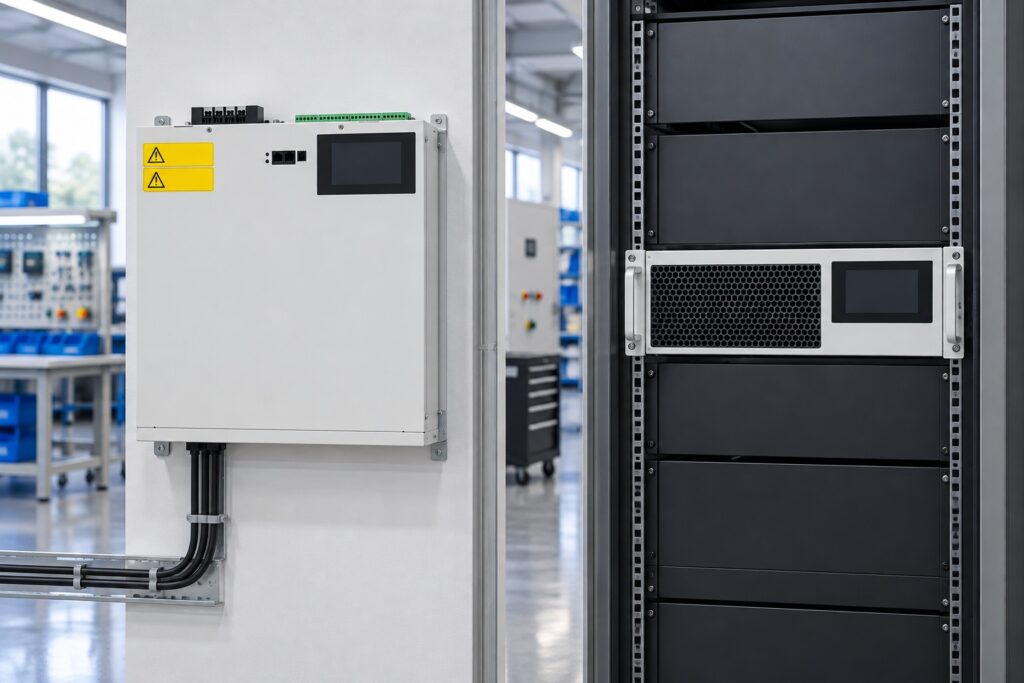 Wall-mounted and rack-mounted CNBYG SVG equipment in a workshop