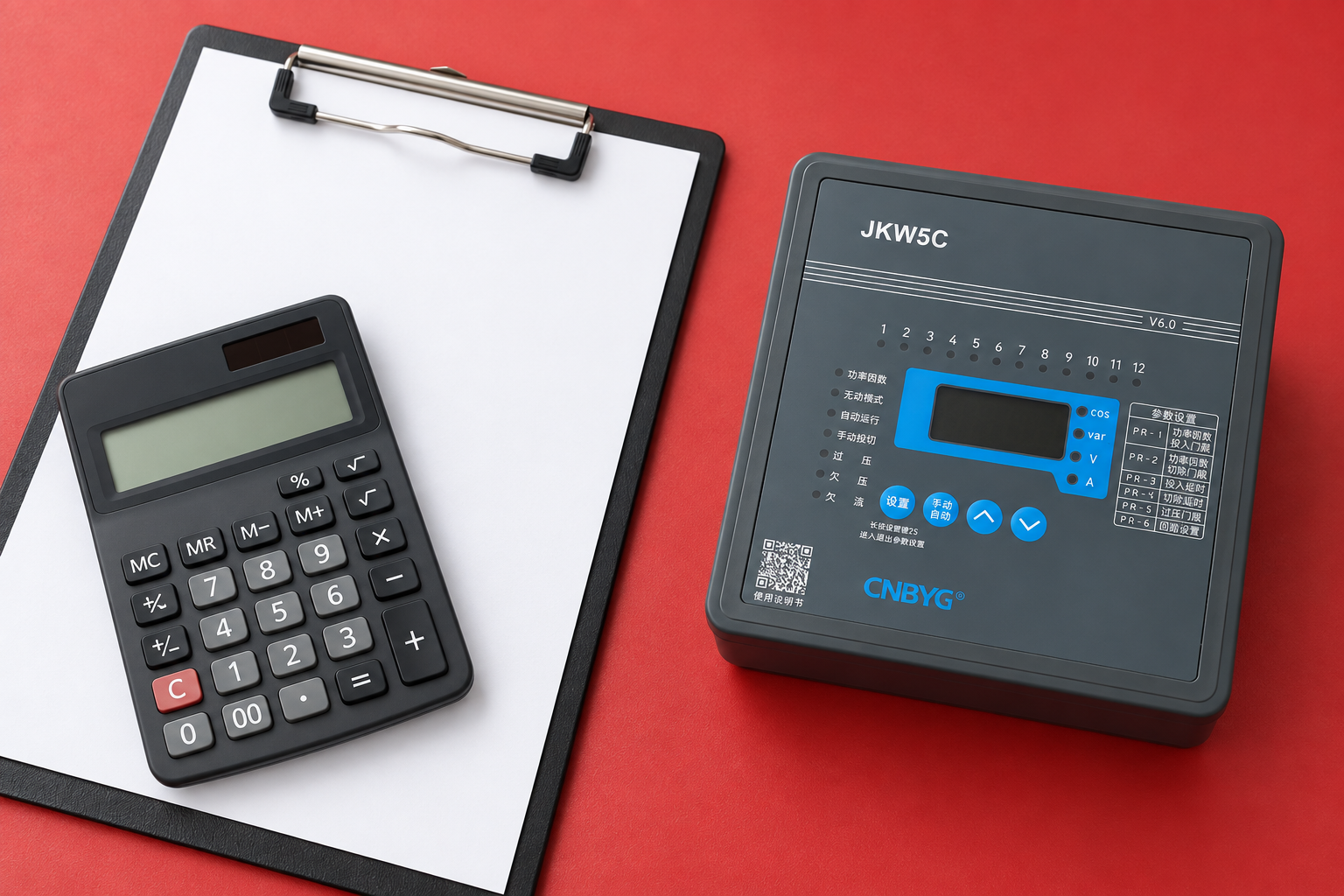 CNBYG-reference JKW5C reactive power controller beside disconnected instruments and service records