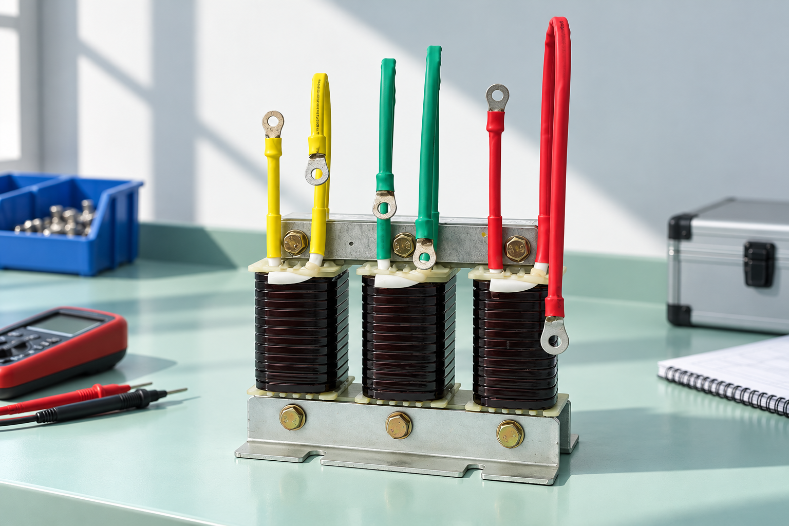 CNBYG-reference CKSG three-phase series reactor during an unpowered exterior inspection