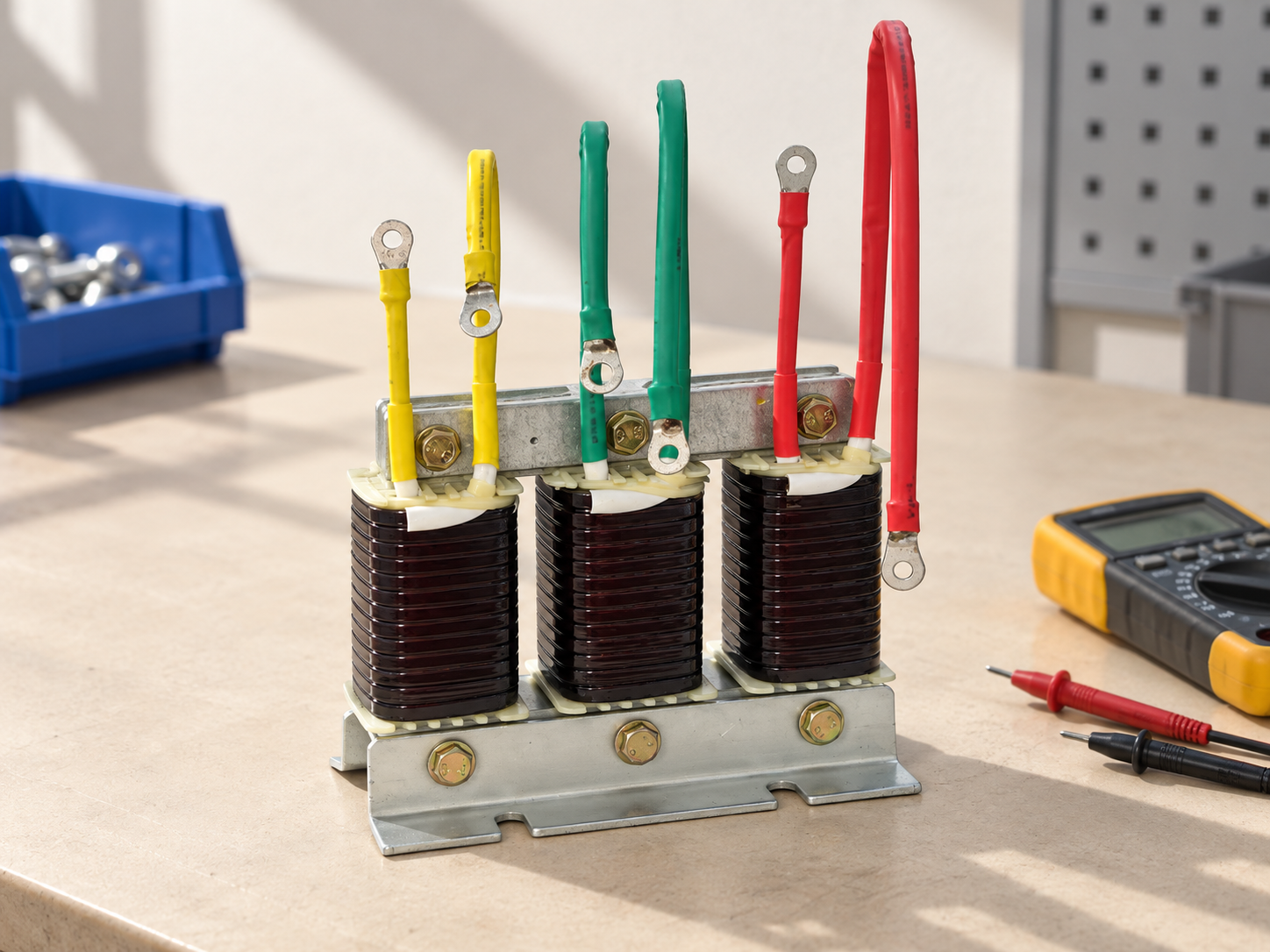 CNBYG-reference CKSG three-phase series reactor during an unpowered exterior inspection