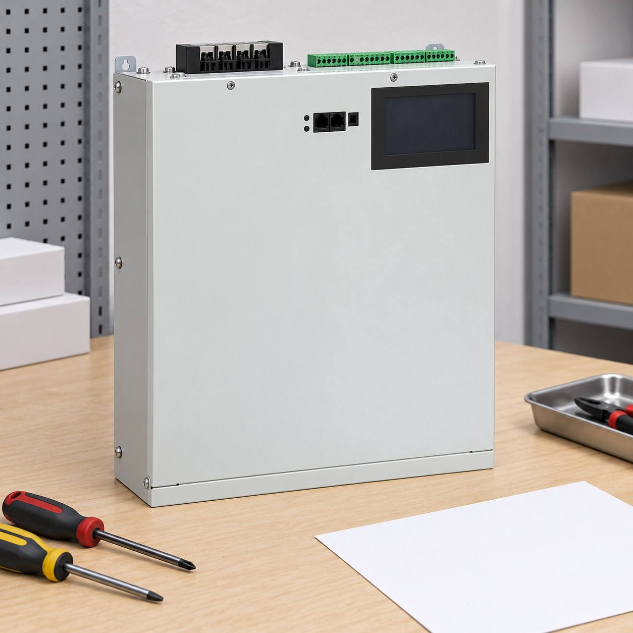 Closed wall-mount CNBYG-reference static var generator during a disconnected equipment inspection review
